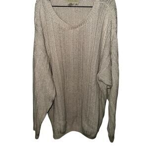 Vintage Eddie Bauer Sweater Henley Chunky Knit Oatmeal Large USA Made